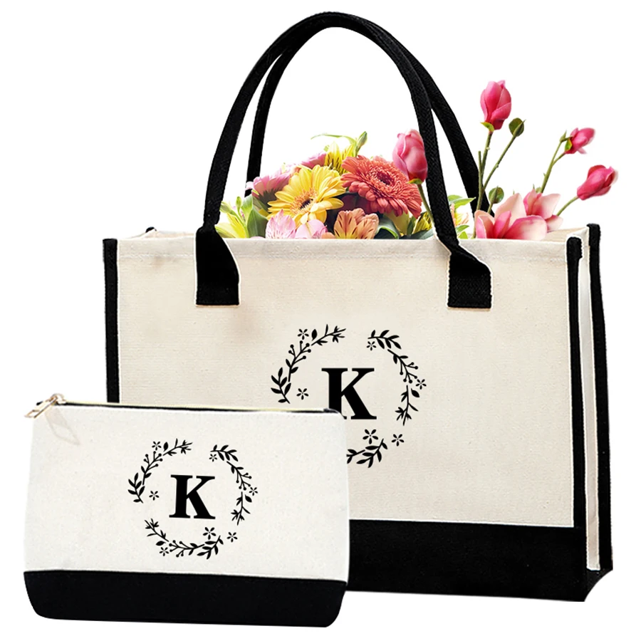 

Fashion alphabet printed tote shopping bag daily large capacity canvas handbag student homework storage bag