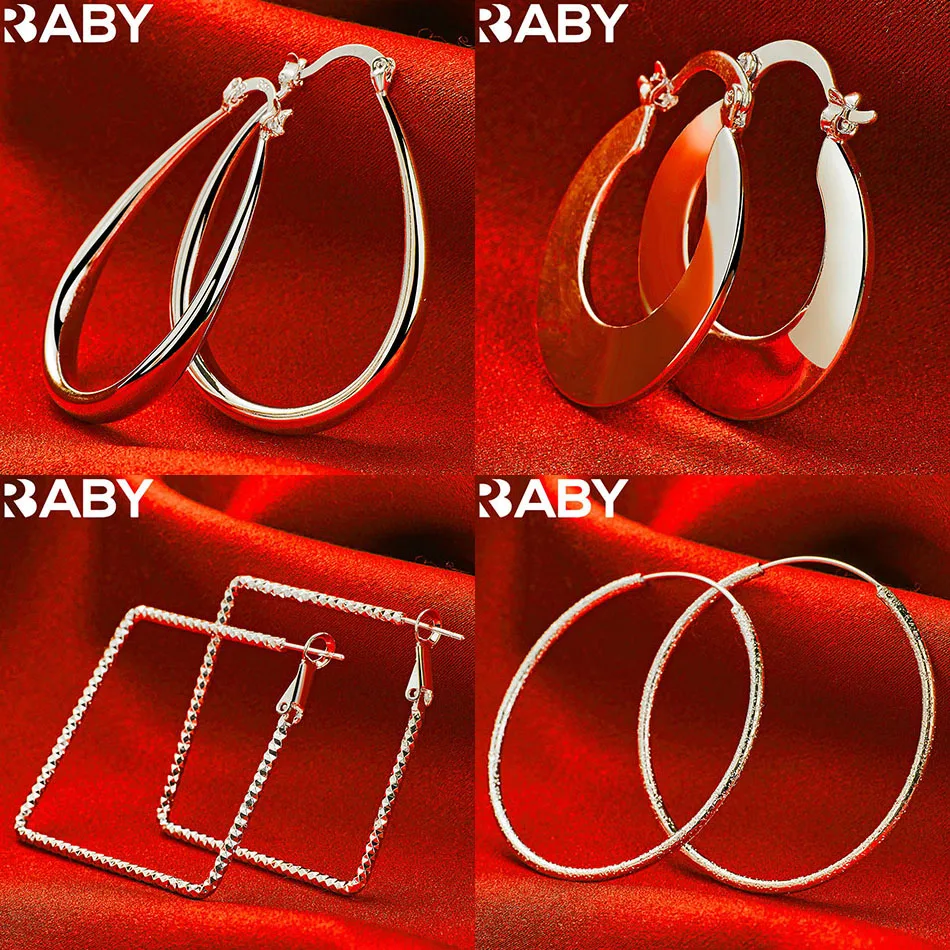 

URBABY 925 Sterling Silver Geometric Hoop Earrings For Women Creativity Gifts Street All-match Party And Daily Wear
