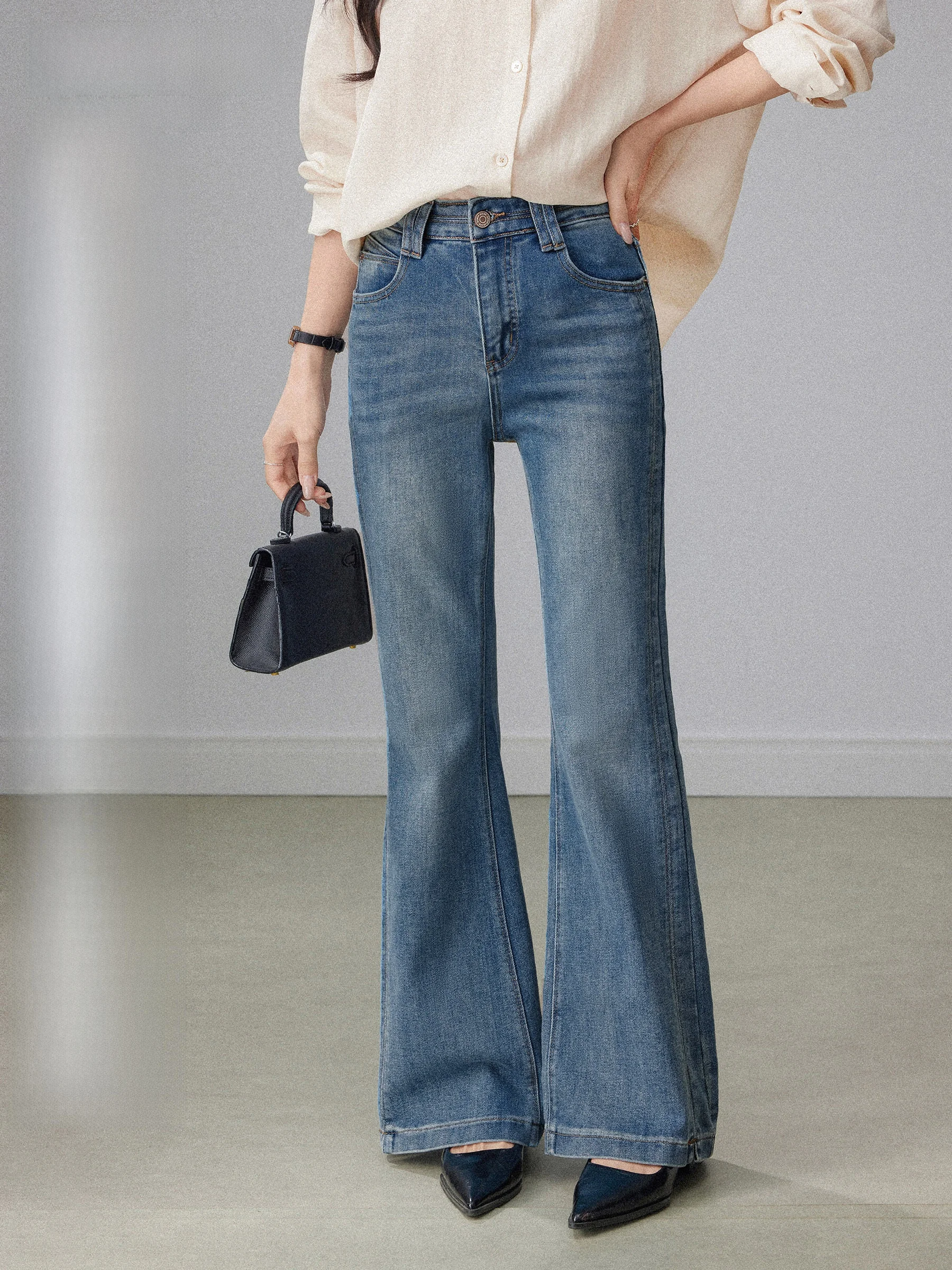 

Light Blue High Waist Wide Leg Jeans Women's Straight Cut Retro Spring Faion Slimming Pants Comfortable Fit Non-Stretch