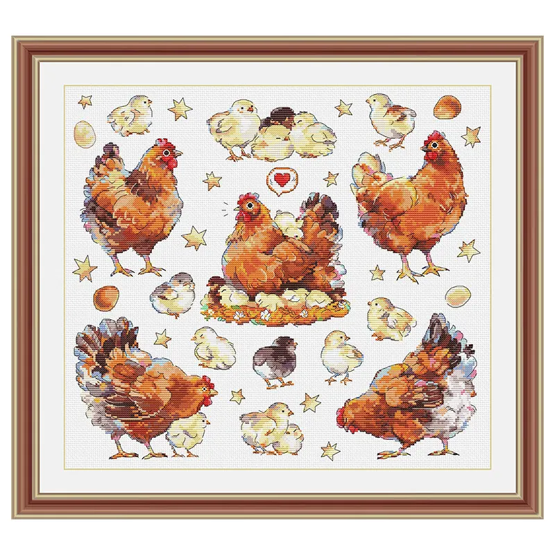 Precision Print D1011 Cute Cartoon Hen Diyfishxx Cross Stitch Kit