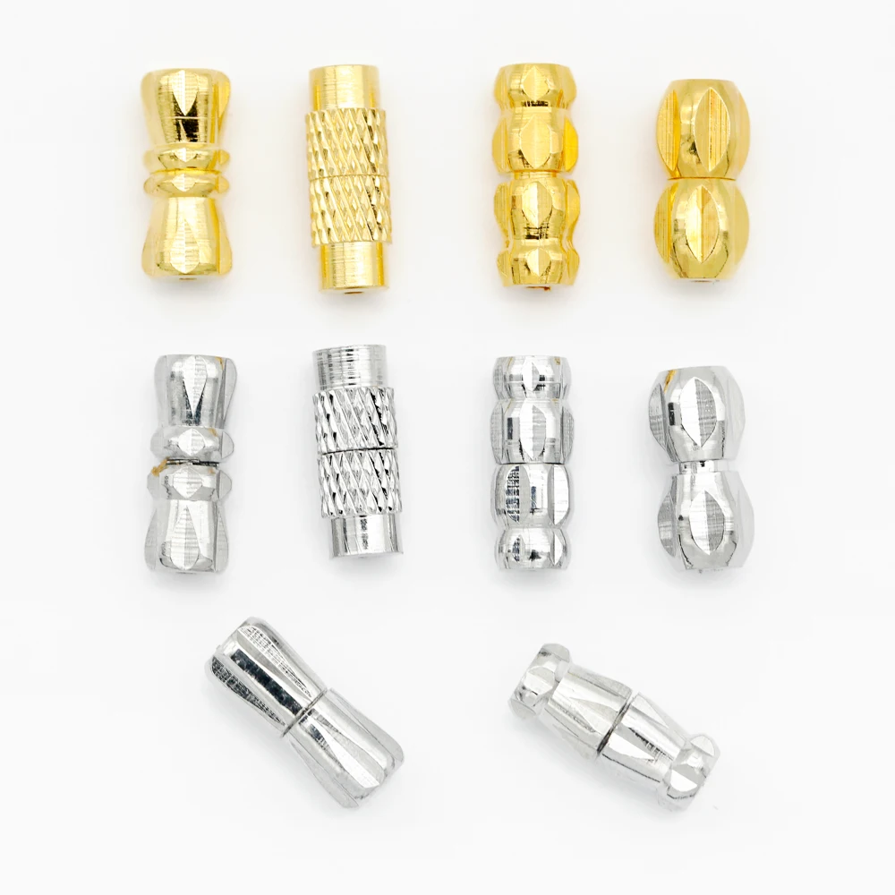 10pcs Cord End Caps Brass Screw Steampunk Barrel Clasps Jewelry End Tips Connectors for Bracelet Necklace Making Accessories