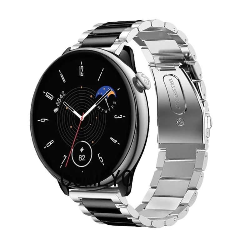 For Amazfit GTR Mini Strap Metal Stainless Steel Adjustable Band Bracelet Luxurious Belt Screen protector film