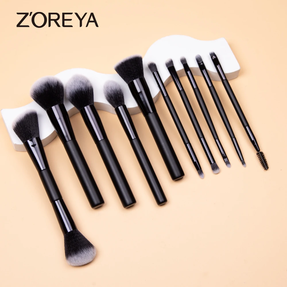 ZOREYA-Ensemble de pinceaux de maquillage champagne, pinceau pour fond de teint cosmétique, poudre, fard à barrage, mélange Kabuki, outil de beauté