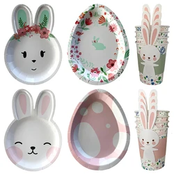 Easter Party Disposable Tableware Paper Rabbit Eggs Plates Cups Happy Easter Party Decoration Kids Birthday Baby Shower Supplies