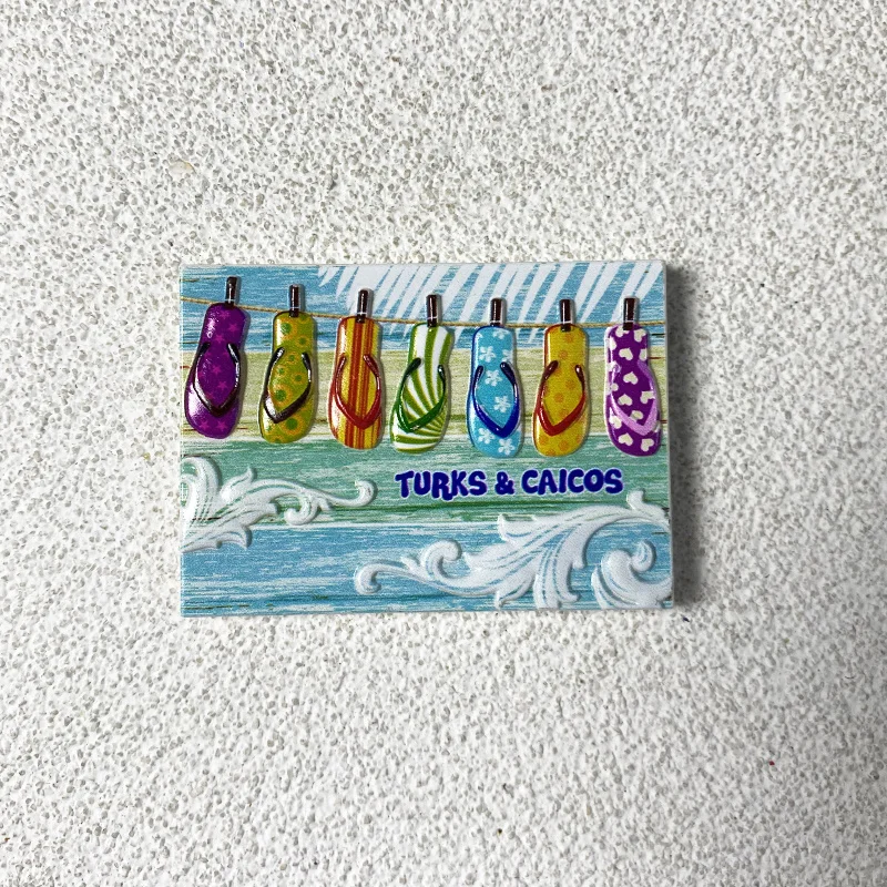 

Turks & Caicos 3D Resin Cute Flip Flops Fridge Magnets - Strong Refrigerator Magnets for Home & Kitchen Decor