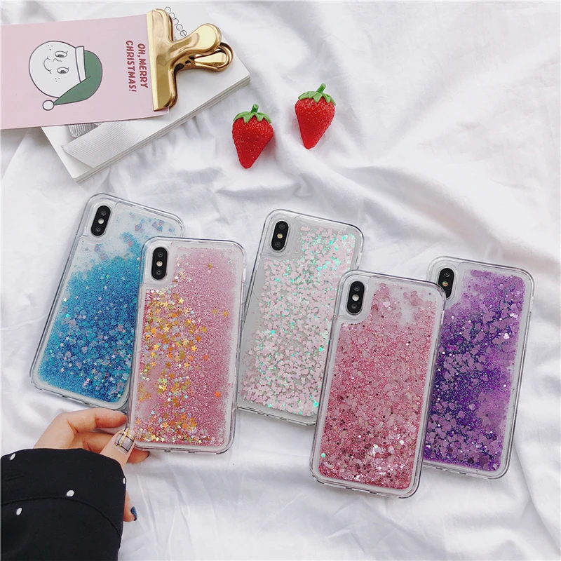 Liquid Soft Silicone Phone Case For Xiaomi Redmi Note 10 10T 9s 9T 9 8 7 6 5 Pro Max Flowing Glitter Quicksand Water Cover