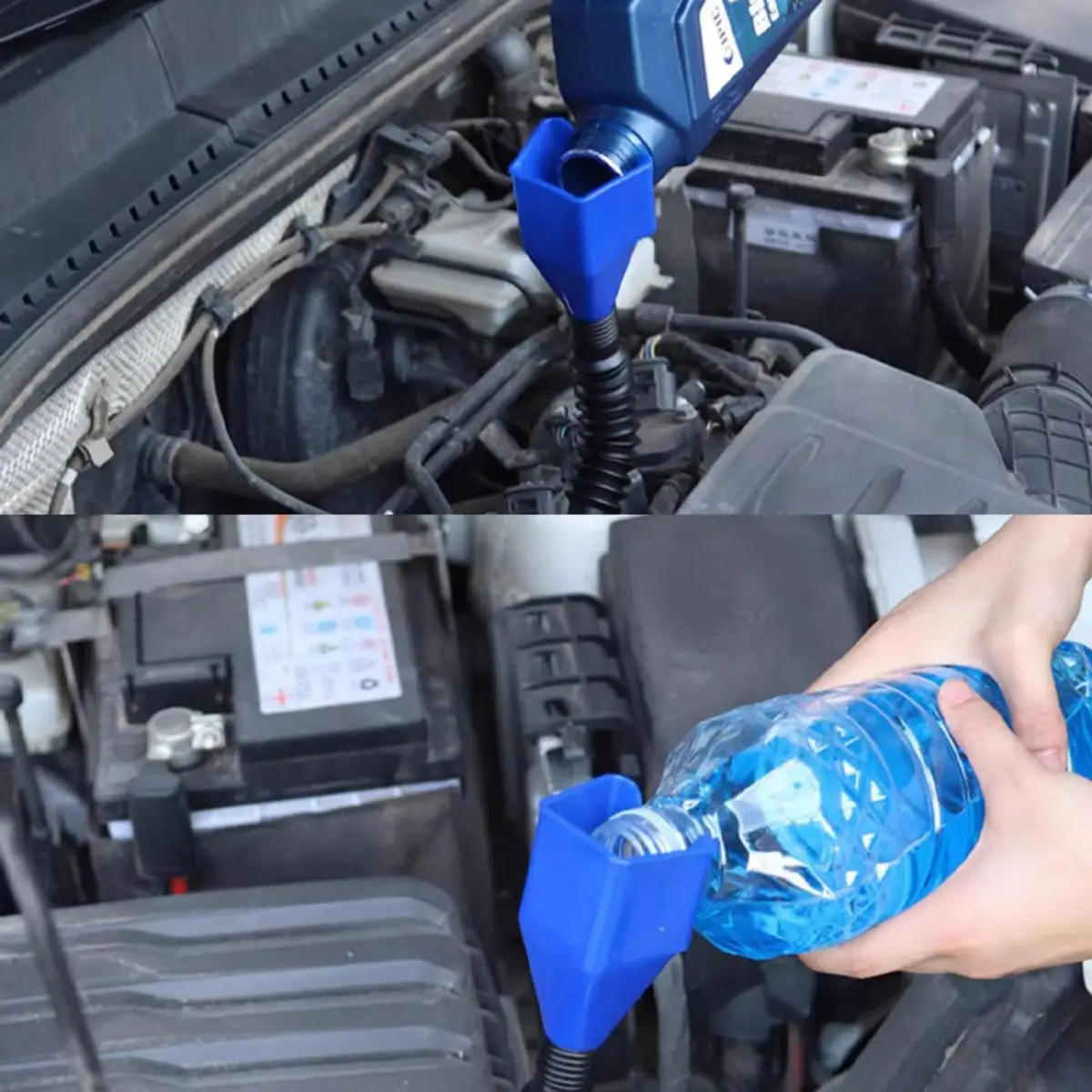 

Blue oil change funnel car retractable funnel, portable funnel for filling gasoline and diesel car accessories tools