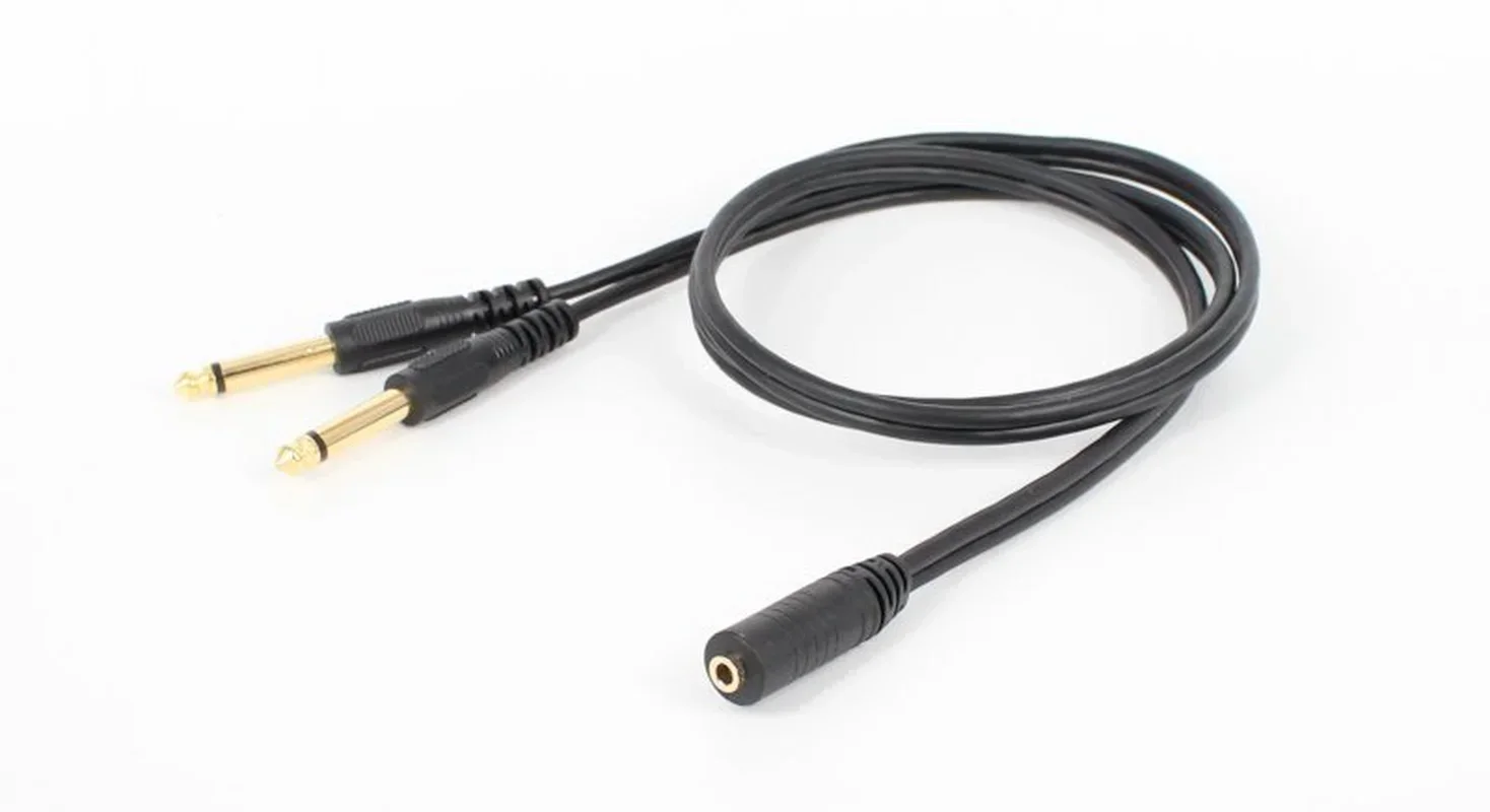 3.5mm (Mini) 1/8" TRS Stereo Female To 2 Dual 1/4 Inch 6.35mm Mono TS Male Y Splitter Cable 5ft/1.5m