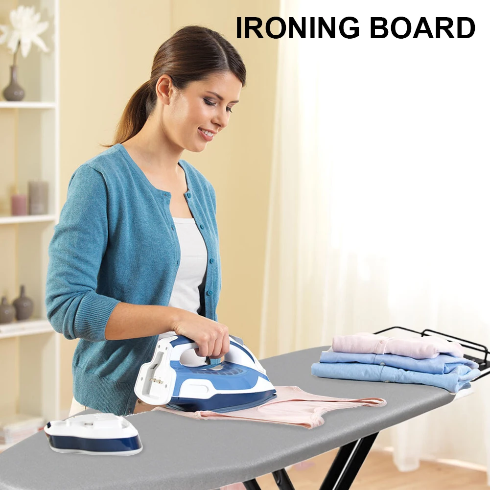 Heavy Duty Compact Iron Board Height Adjustable Ironing Board with Iron Rest with Heat Cover Metal Frame Non-Slip Legs