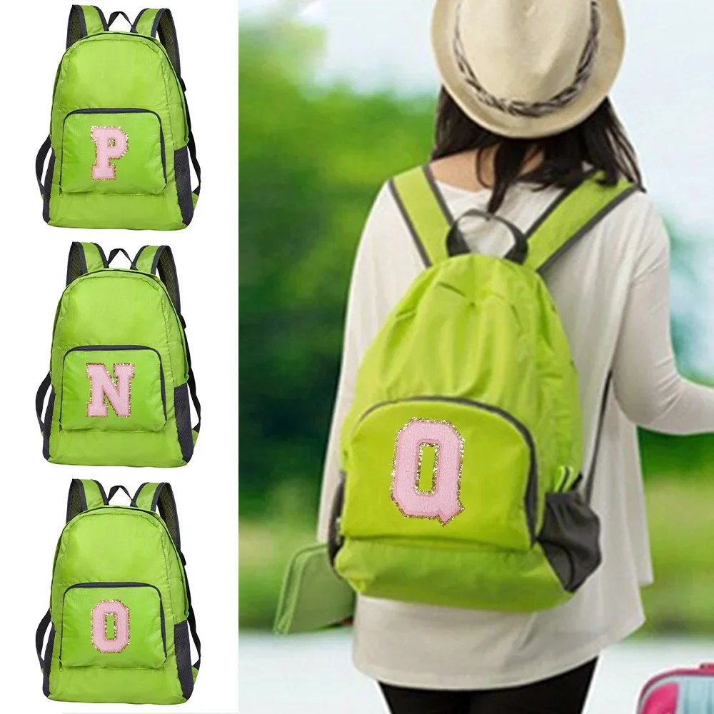Portable Outdoor Hiking Commuter Pink Letter Embroidered Logo Pattern New Men's and Women's Versatile Large Capacity Backpack