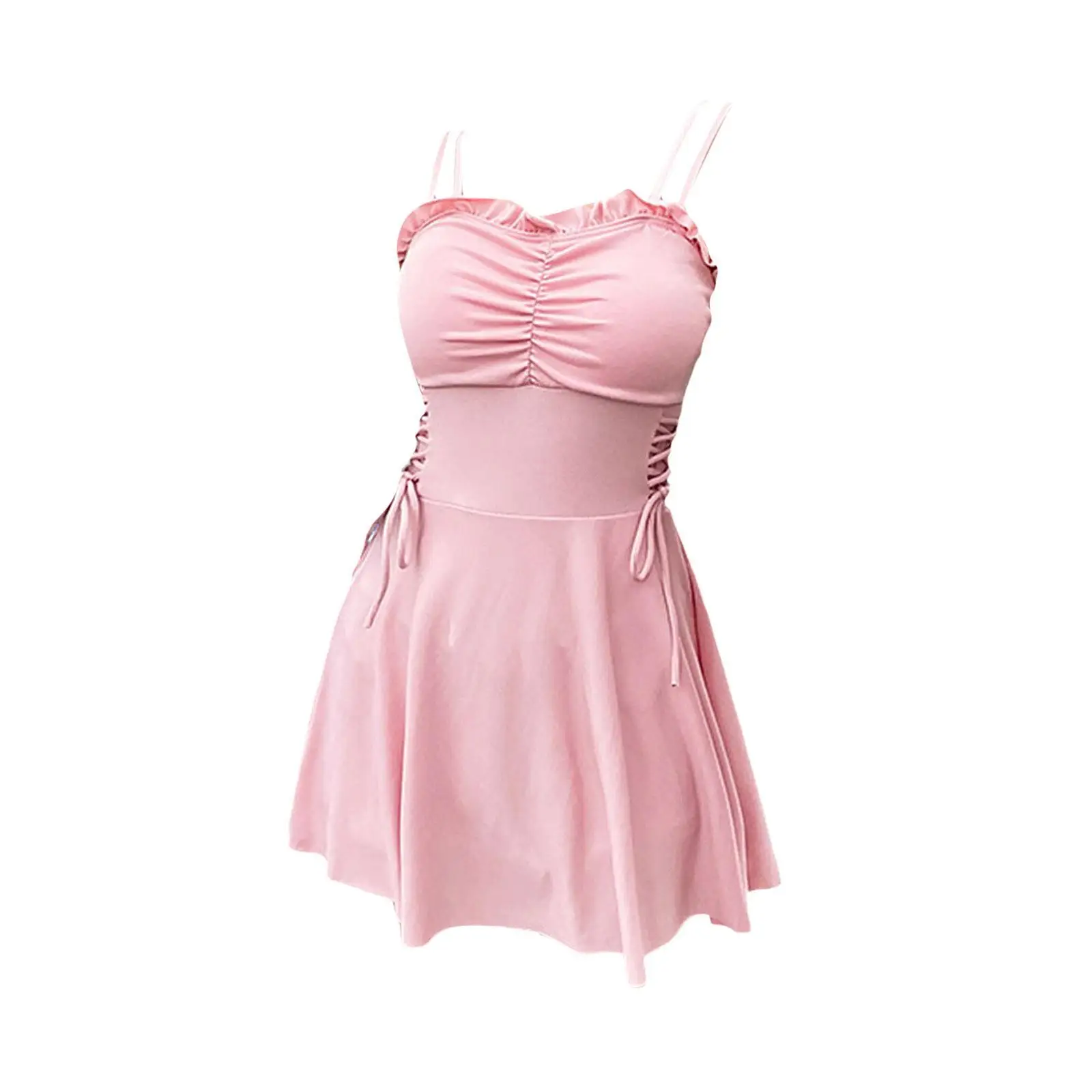 Costumi da bagno da donna Solid scollo a V push up gonna da bagno costume da bagno da spiaggia nero M