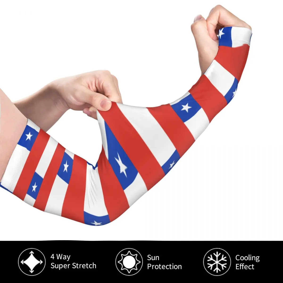 علم تشيلي (7) أكمام أذرع تبريد خارجية من الشمس فوق البنفسجية غطاء حماية صيفي من الحرير الجليدي لركوب الدراجات وأكمام وشم #4