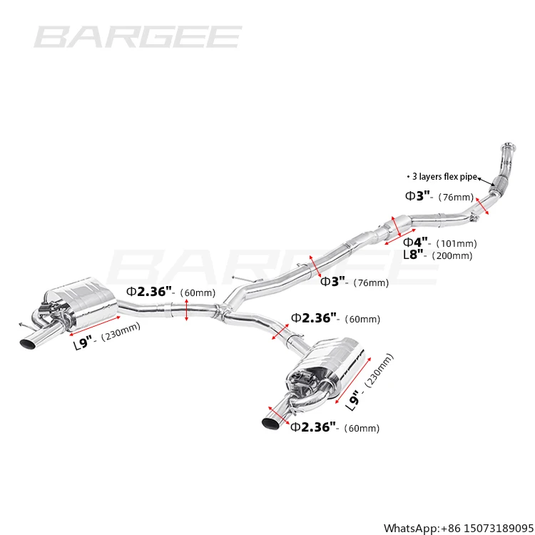 

Bargee Dual Valvetronic EXHAUST CATBACK for GT50/GT53 L6 3.0T 2018+ M256 Exhaust Catback ValvedPipes