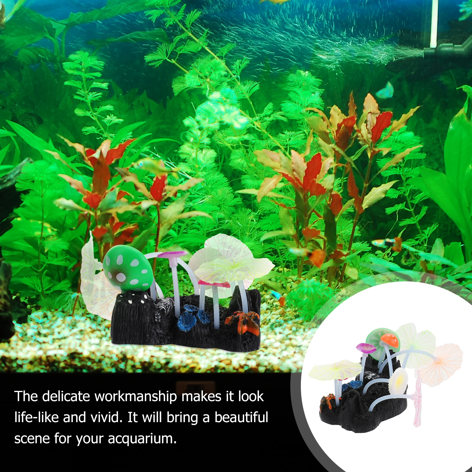 

Aquarium Lotus Leaf Fish Tank Decoration Artificial Realistic Ornament Base Steady No-Toxic Salt Fresh Water Compatible