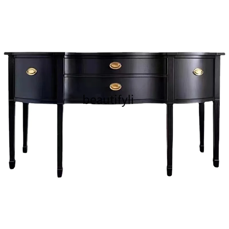 

American Style Solid Wood Simplicity Foyer Curio Cabinet Sideboard Cabinet French Black Hallway Living Room Entrance Entrance