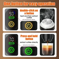 Machine à café expresso portable sans fil DENOKIN pour voiture et camping, réservoir d'eau de 80 ml, affichage numérique, machine à café de voyage 3 en 1 pour capsules et poudres 4