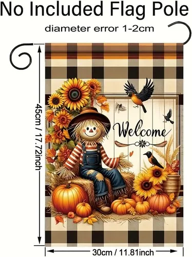 Halloween Garden Flag Scarecrow Sunflower Pumpkin Welcome Double, 12x18 Inch XXQ