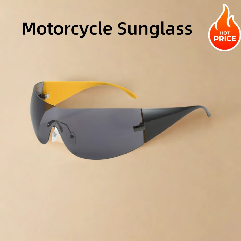 

Women & Men Hip Hop One Piece Shades Wrap-Around Sun Glasses Y2K Sunglasses Rimless
