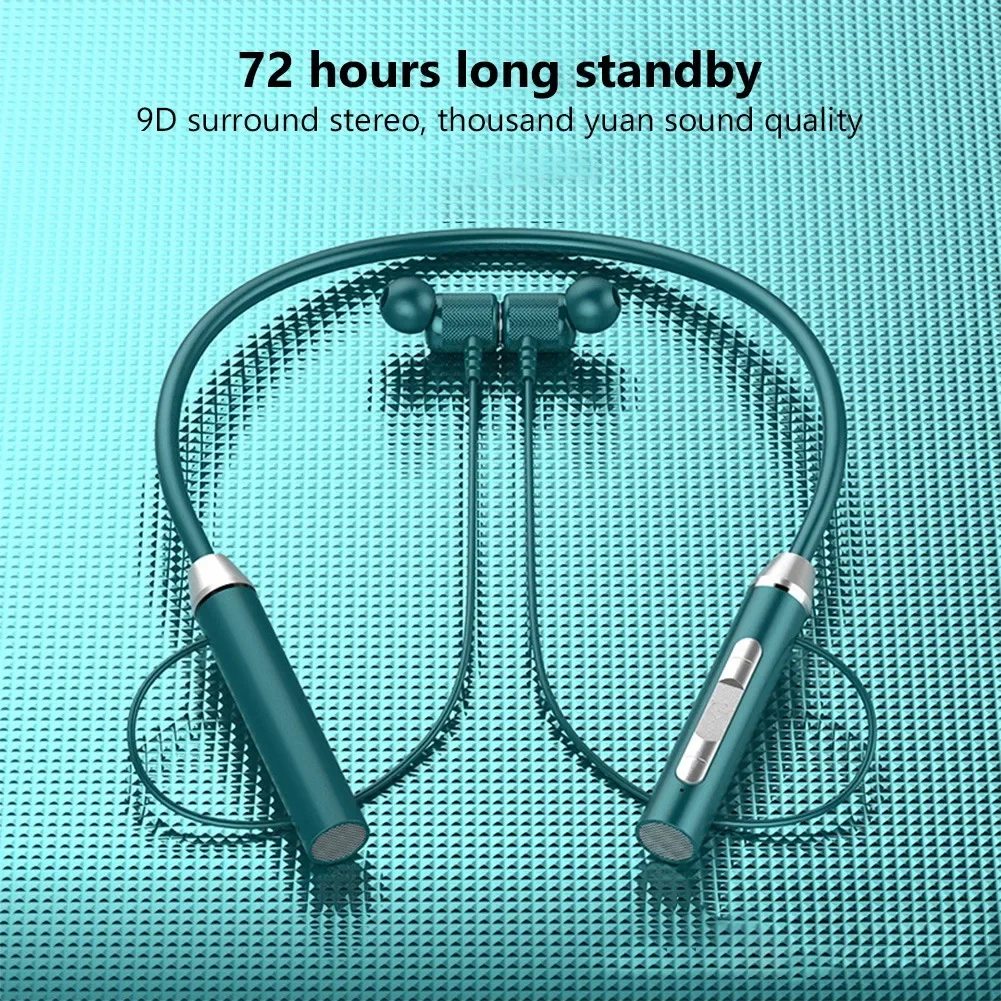 

Wireless Headphone Neckband Magnetic Headset TF Card Waterproof 72 Hours Endurance Bluetooth-compatible Stereo Bass