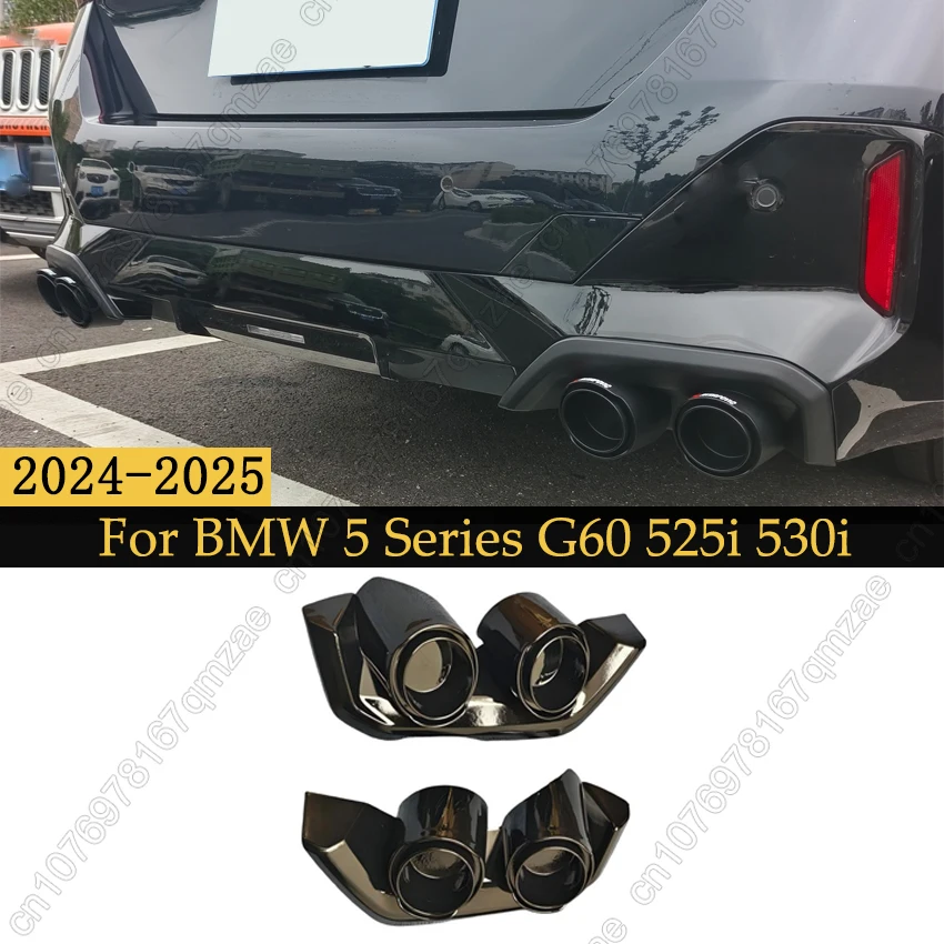 

2Pcs Rear Bumper Tail Exhaust For BMW 5 Series G60 525i 530i 2024-2025 Rear Diffuser Bumper Lip Spoiler Upgrade Refits Splitter