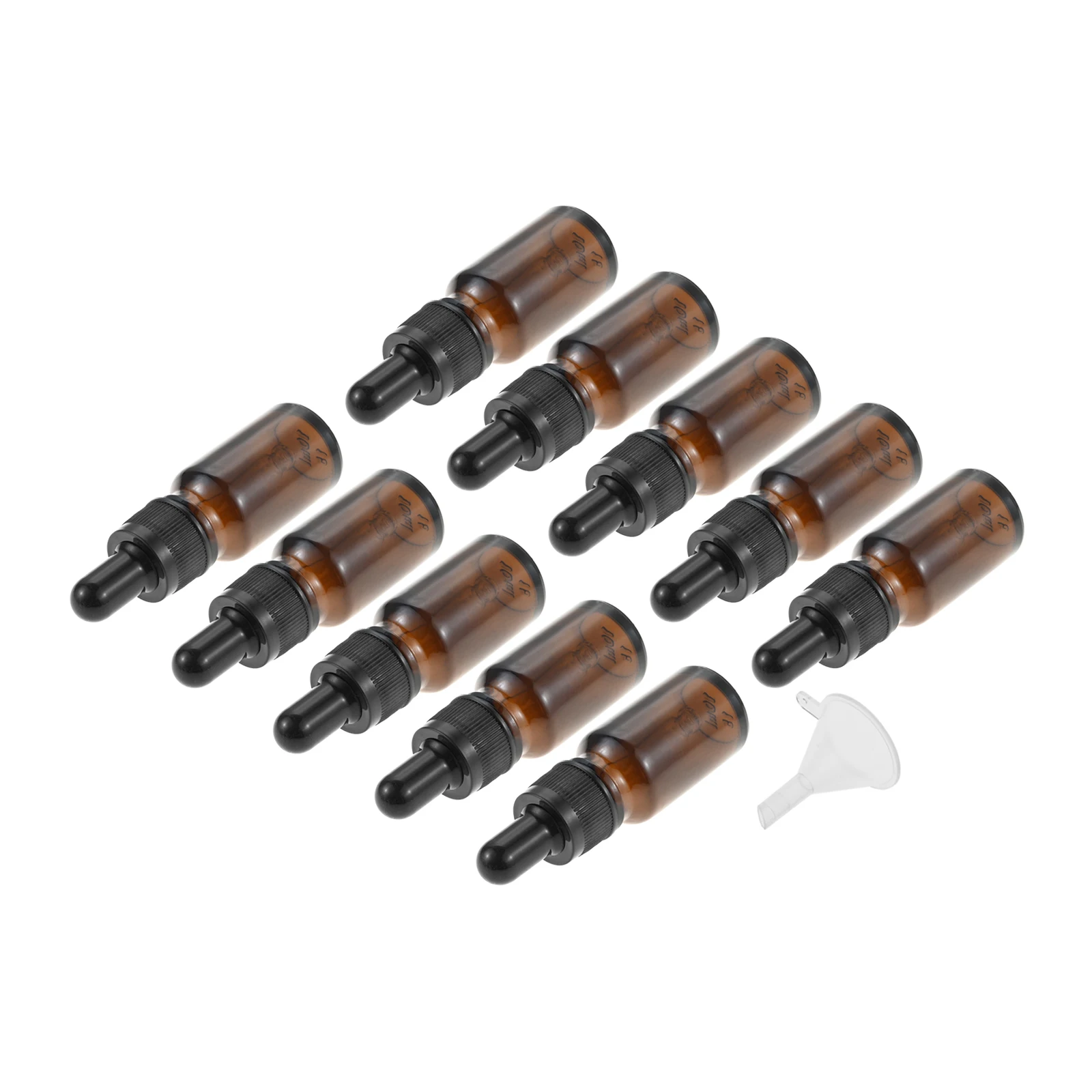 

10 шт., бутылка-капельница с воронкой, 10 мл, затемняющая коричневая стеклянная капельница для глаз, анти-УФ-заправка, парфюмерное спиртовое эфирное масло, дорожный набор