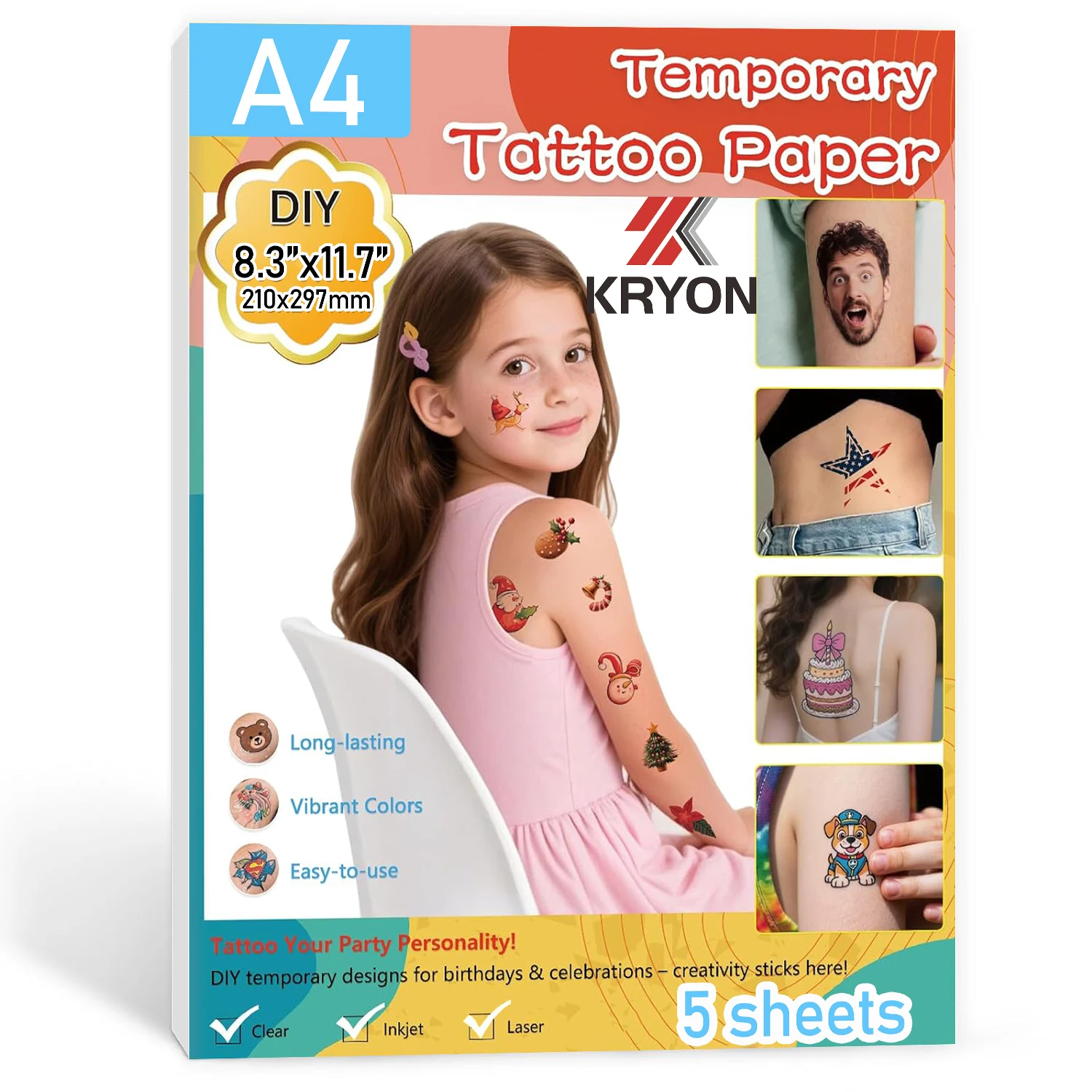 Temporary Tattoo Paper for INKJET/Laser Printer, Tattoo Sticker 8.3