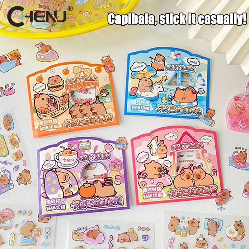 3Sheets Transparent Kawaii Anime Capybara Sticker Cartoon Waterproof Capybara DIY Handbook Decoration Children Stickers Gifts image 6