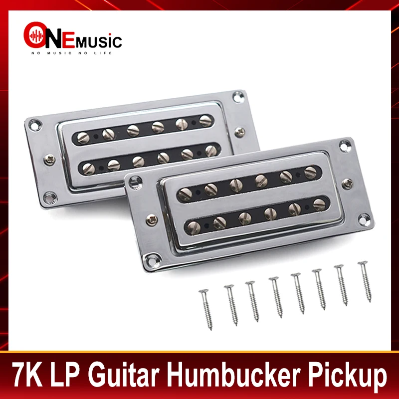 Mini 68X29MM 12 Adjusted Pole Piece 7K Electric Guitar Humbucker Pickup for LP Guitar Chrome