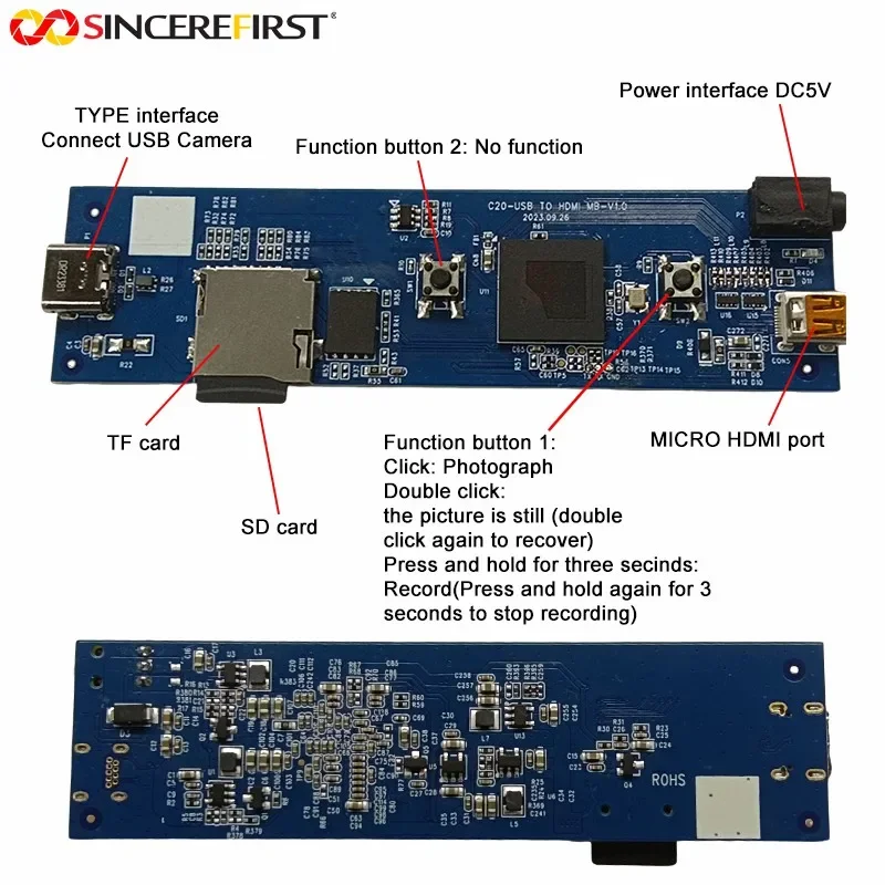 Micro Embedded Industrial HD-MI Port Controller-Board HDMI-kompatible Typ C USB-Kamera-Decoder-Board für al