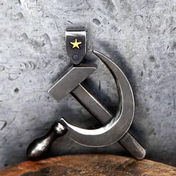 Red Battle Damage Sickle Hammer Silver Black Men's And Women's Ethnic Style Necklace Badge Emblem Pendant Accessories