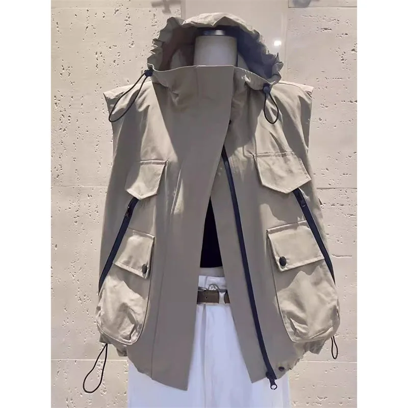 

Korean Vest Jacket Female Spring Autumn 2025 New Casual Sleeveless Coat Plus Size Women's Waistcoat Fat MM Cardigan Top Tide