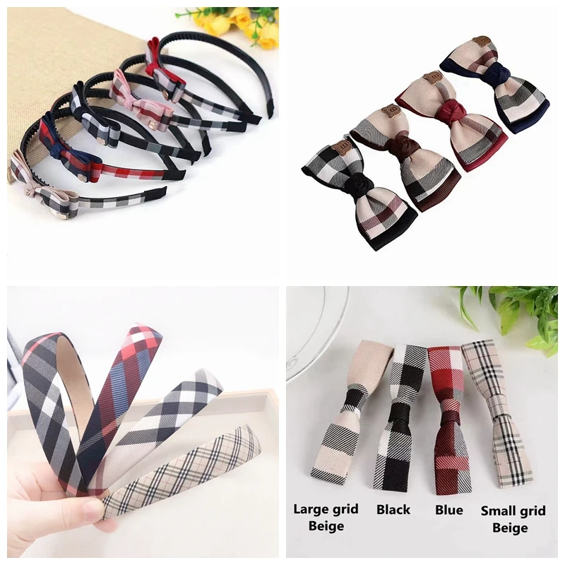 

Fashion Women Bow Hairpin Toothed Hair Hoops Girls Hair Accessories Headbands Plaid Ponytail Clip Hair Bow Headdress