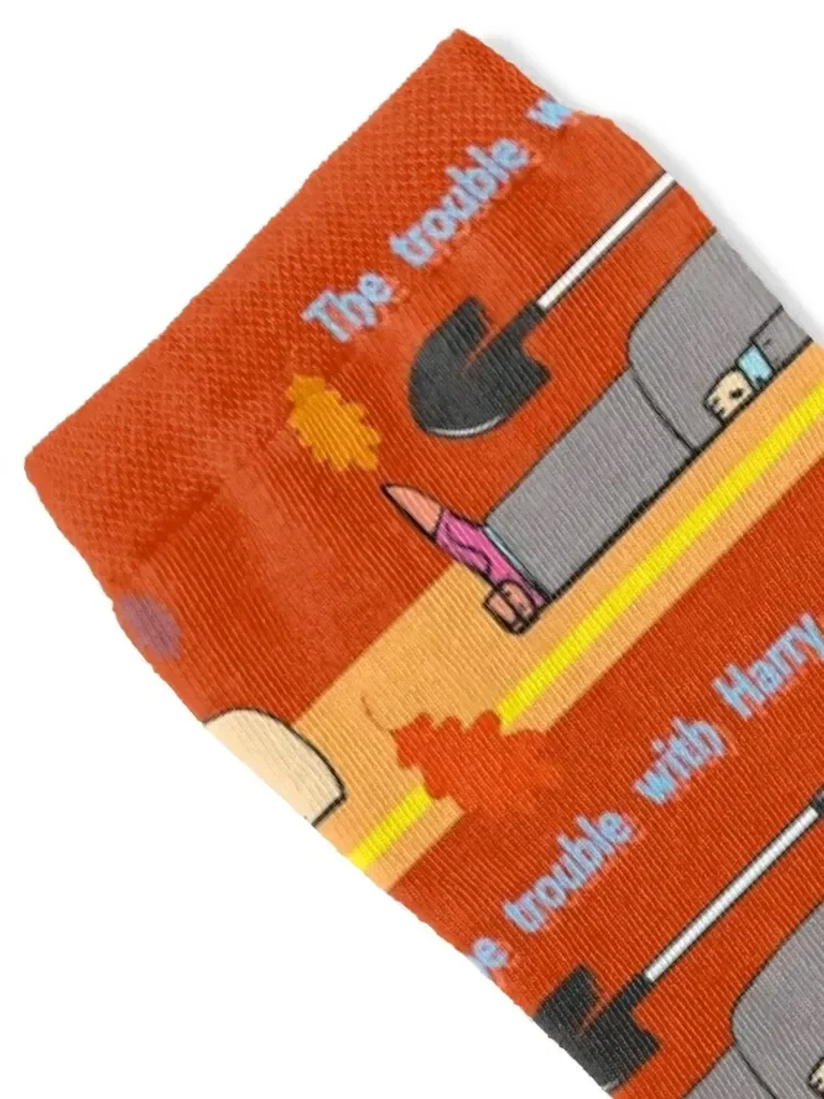 Alfred Hitchcock The trouble with Harry, fun pattern for dark humor movie fans Socks compression hiking Women's Socks Men's