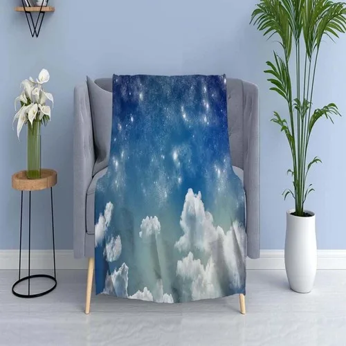 Else Carpet Else Blue White Cloud Stars Wellsoft Pattern 3D Tv Blankets