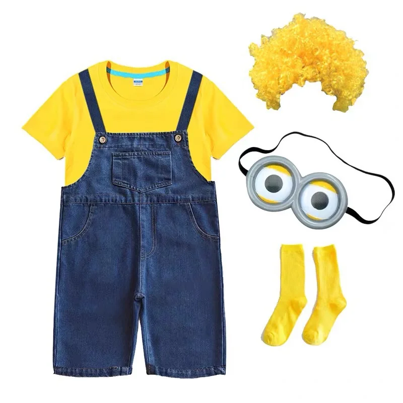 Disfraz de Cosplay de Anime Little Yellow para hombre, vestido para niño y niña, monos, conjunto de pantalones con tirantes, vestido de fiesta de Carnaval y Halloween de Despicable Me