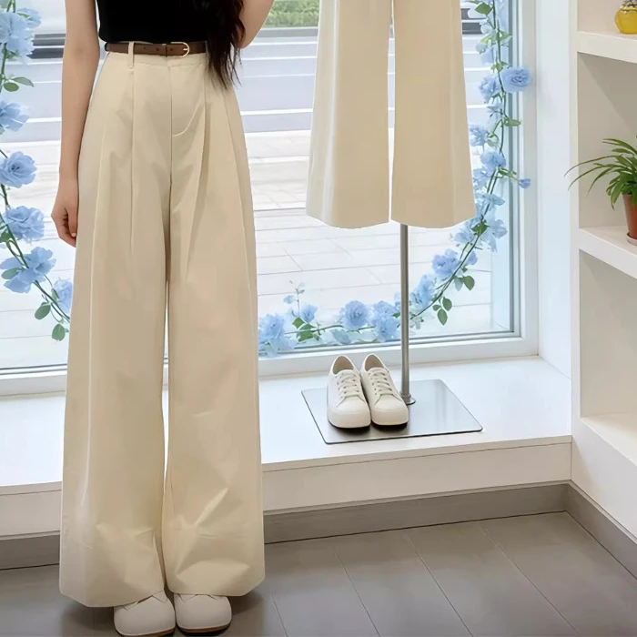 Korean Style Casual Summer High Waist Wide Leg Pants Short Sleeve T-Shirt Women's Fashion Set High End Feeling Ensemble