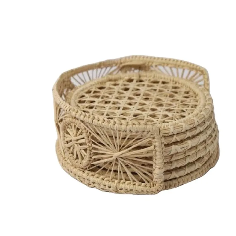 

Rattan Desk Tea Cup Coaster Tabletop Accessories Table-mat & Pads Natural Rattan Hotel Ware Desk Pad Supply