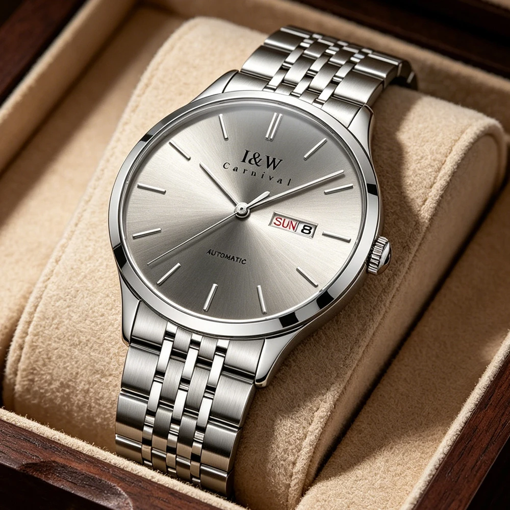 Carnival Brand High-end Business Mens Watches Luxury Imported Movement Mechanical Watch Men 316L Steel Sapphire Week Date Clock