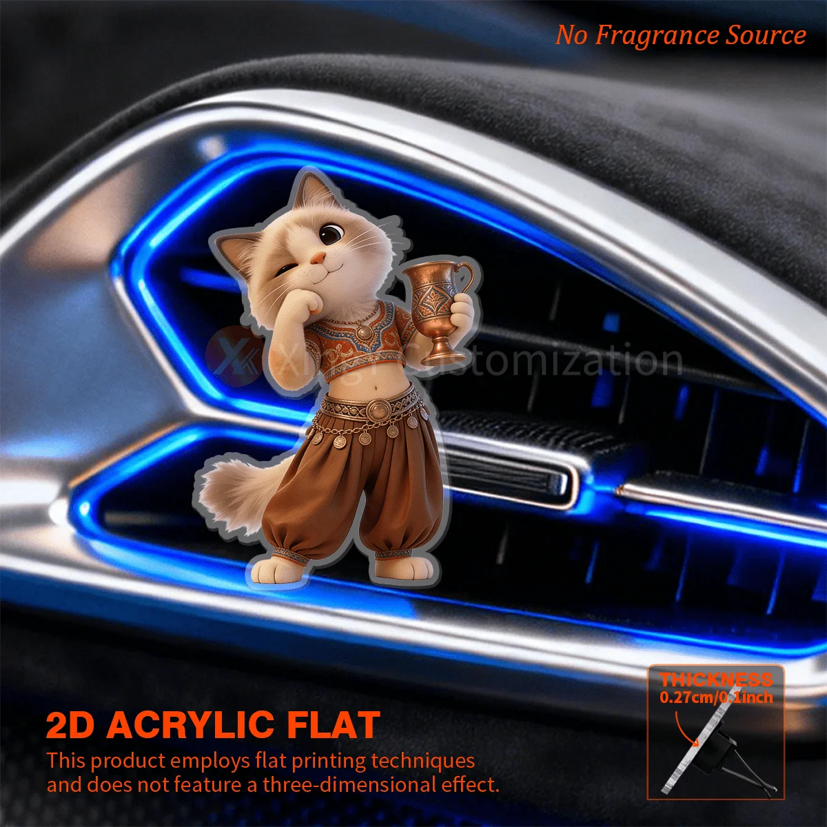 

2D акриловая фигурка не 3D: милый кот-рэгдолл из Западного региона с кубком, подходит для декоративной накладки на вентиляционное отверстие приборной панели и