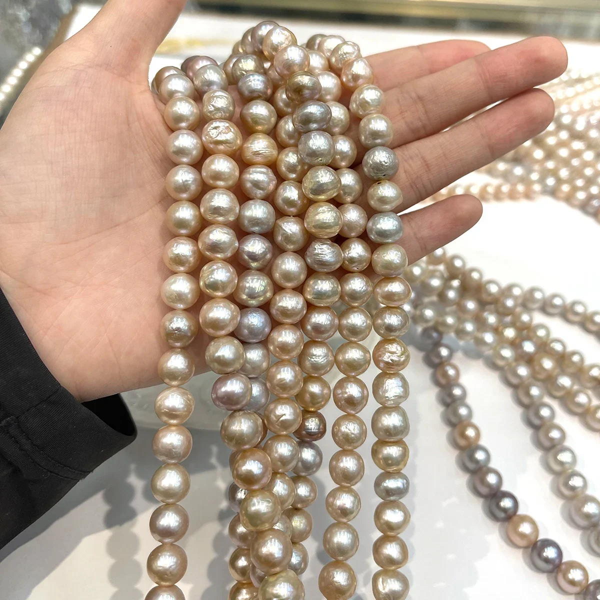 9-11mm Candy Color Near Round Natural Freshwater Pearl Loose Beads, Semi-finished Beads for DIY Handmade Jewelry Making Projects