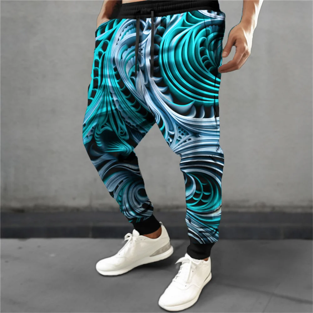 Fall New Men's Small Foot Pants, Casual And Comfortable Men's Pants, 3D Printed And Painted Thick Pants, Size Plus Big