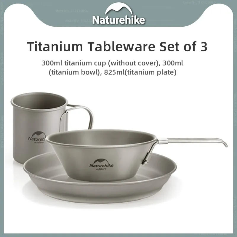 

Naturehike Outdoor Portable 300ML Titanium Cup Bowl Set Camping Picnic Titanium Tableware Folding Handle Tour Catering Equipment