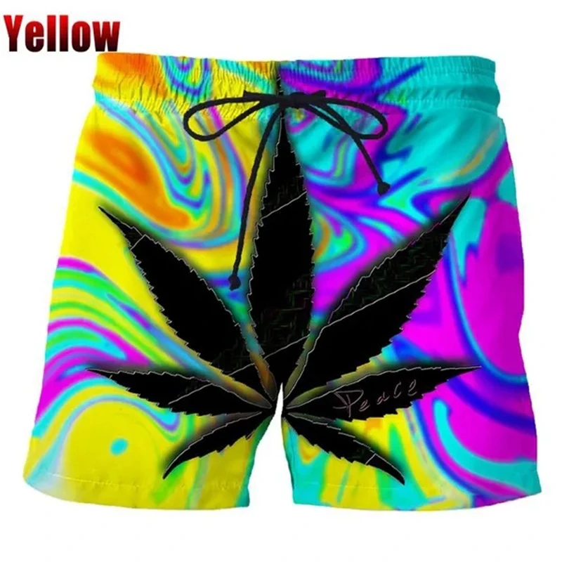 Summer New Cool 3d Weeds Green Leaves Print Shorts Men's Fashion Casual Shorts Sports Beach Shorts Ropa Hombre Swimsuit Trunks