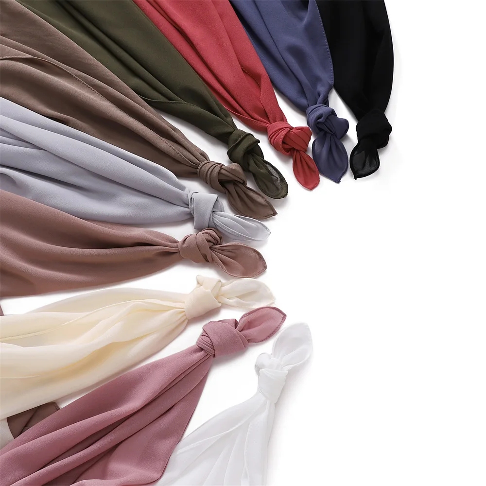 Neue Blase Chiffon Hijab Easy Ware feste Schals muslimischen Sommer Plain Wraps Frauen Qualität Kopftuch