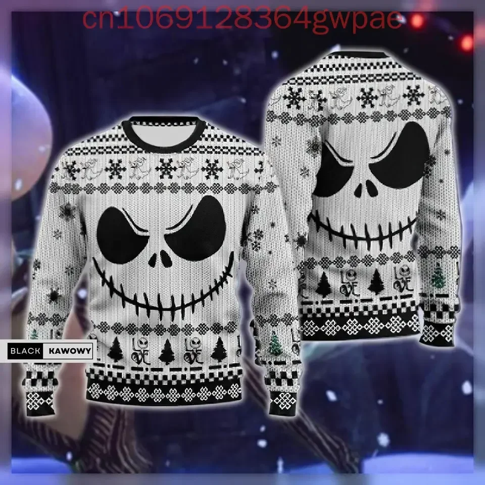 Jack Skellington Christmas Sweater Men's Women's 3d Print Ugly Sweater Disney Casual Cartoon Sweatshirt Christmas Sweater