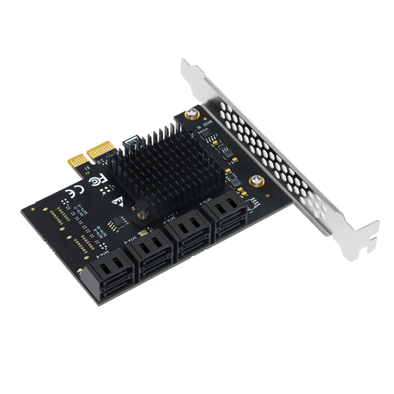 Placa de expansão pcie para sata, multiplicador sata de 8 portas, controlador pci express x1, sata 3 hdd ssd, adaptador pci e sata3 riser para mineração