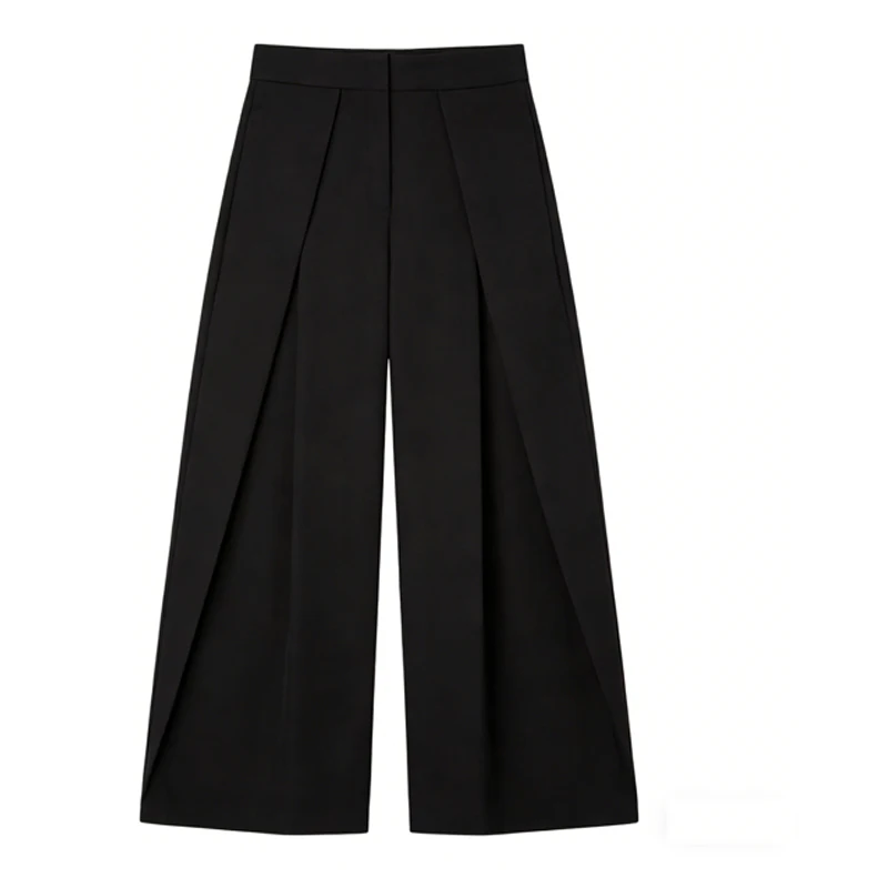 HXAO Damesbroek Baggy Wijde Broek Voor Vrouw Minimalistische Geplooide Streep Casual Broek Dames Kantoor Groen Oversize Pakbroek