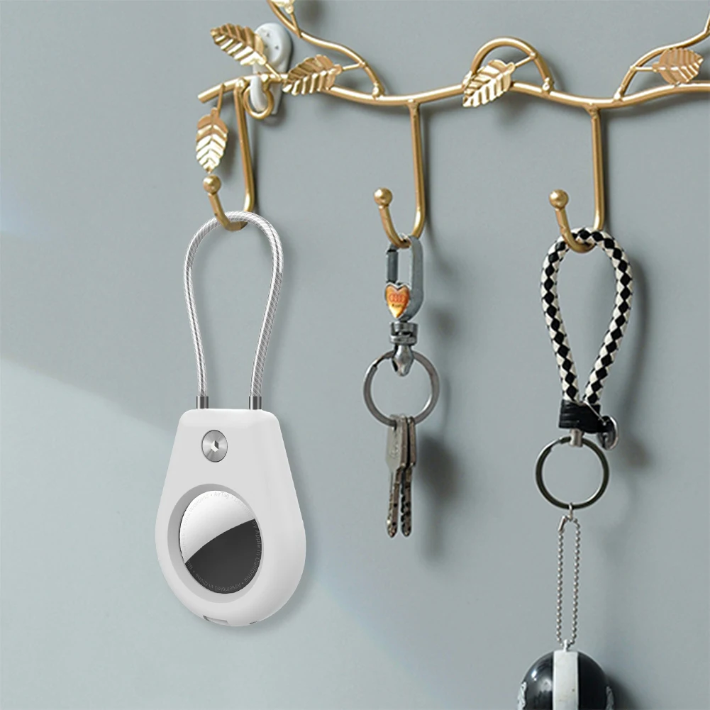 

for Apple AirTag Keychain Holder W/ Wire Cable & Raised Edges Lock Case Scratch Resistant Case for Keys Pets Luggage Backpacks