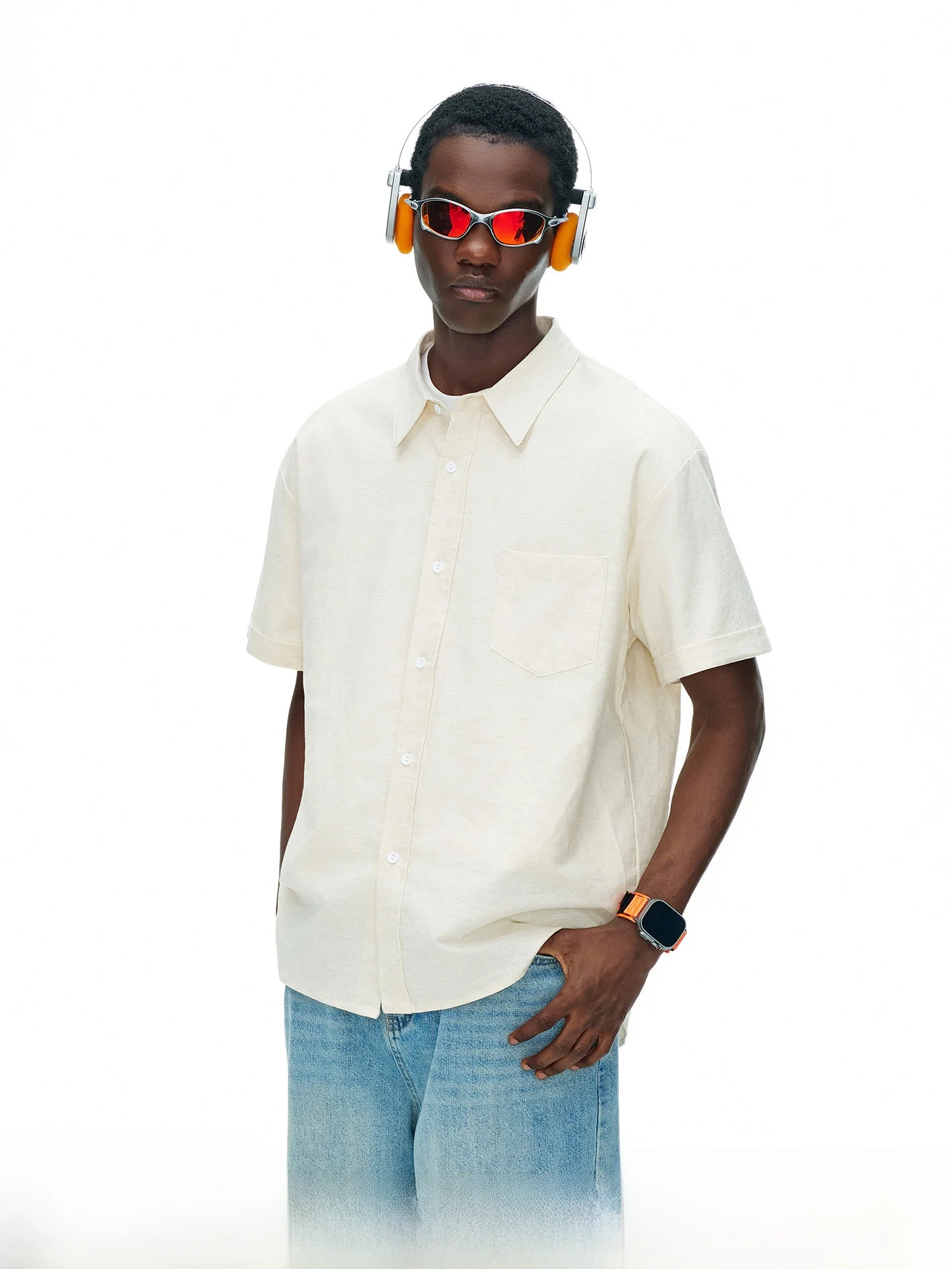 

ARTANNIE Men's Cotton Linen Short Sleeve Shirt Summer Breathable Loose Fit Casual Style Outdoor Leisure Half Sleeve Shirt