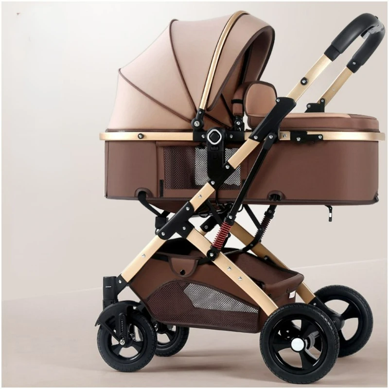 Can Sit Lie Folding Shock Absorption Multi-functional Two-way Baby Strollers High Landscape Basket Stroller for Newborns 2 in 1